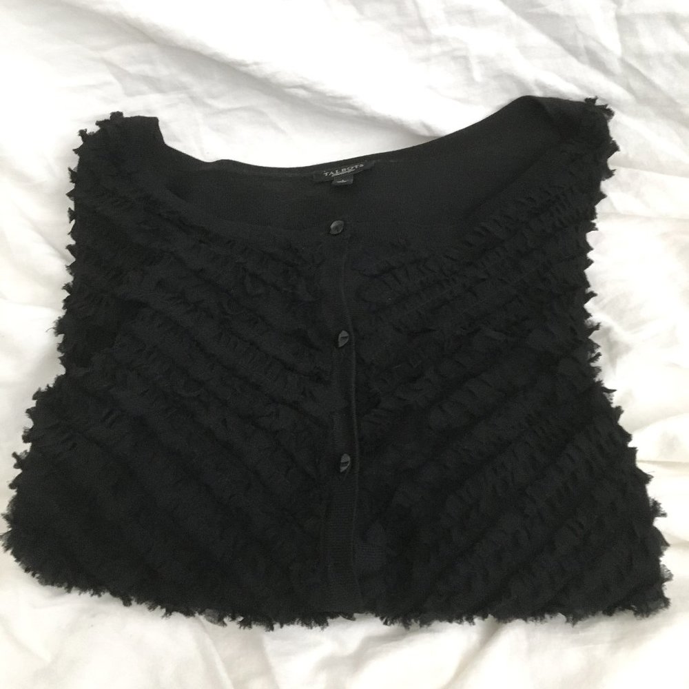 Talbots Black Ruffled Cardigan - Picture 2 of 4